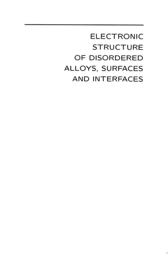 Electronic Structure of Disordered Alloys, Surfaces and Interfaces