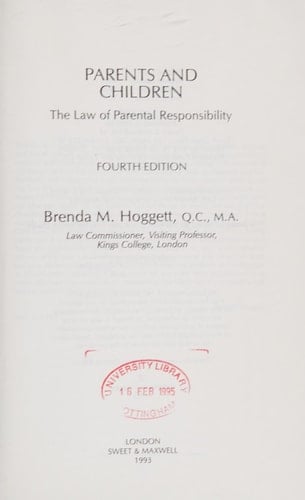 Parents and children: The law of parental responsibility
