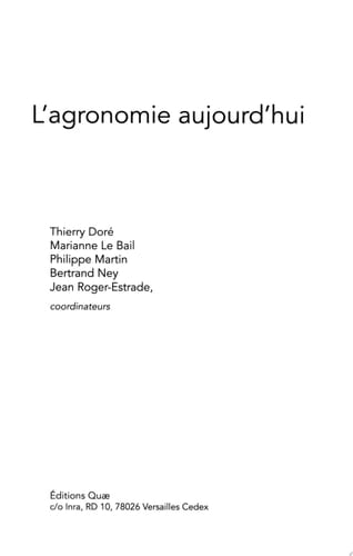 L'agronomie aujourd'hui