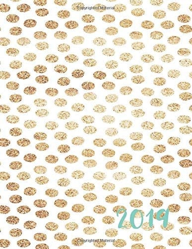2019 Planner : 52 Week Agenda : 2019 Calendar : Trendy Gold Dots