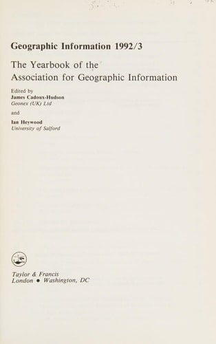 Geographic Information, 1992-93 The Yearbook of the AGI