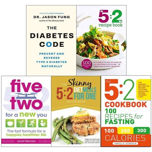Diabetes code, 5 2 diet recipe book, five two for a new you, 5 2 diet meals for one and 5 2 cookbook 5 books collection set