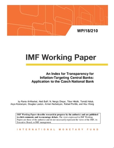 An Index for Transparency for Inflation-Targeting Central Banks: Application to the Czech National Bank