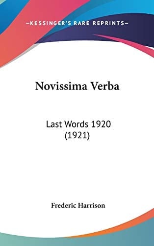 Novissima Verba Last Words 1920 (1921)