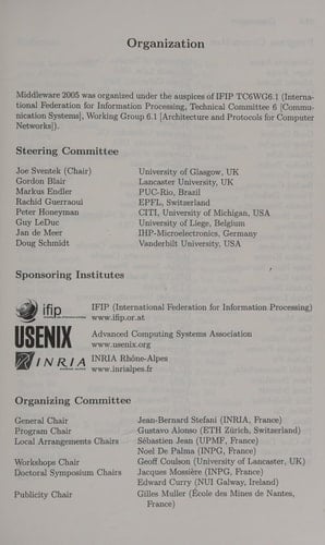 Middleware 2005 ACM/IFIP/USENIX 6th International Middleware Conference, Grenoble, France, November 28 - December 2, 2005, Proceedings