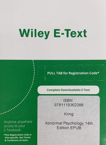 Abnormal Psychology 14th Edition Wiley e-Text Access Card