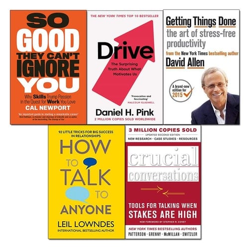 Drive,Getting Things Done,So Good They Can't Ignore You,Crucial Conversations,How to Talk to Anyone 5 Books Collection Set