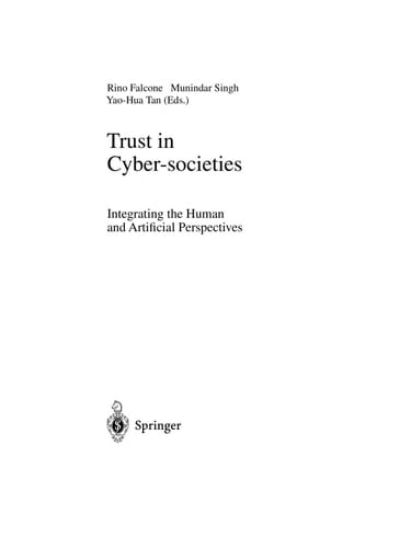 Trust in Cyber-societies Integrating the Human and Artificial Perspectives