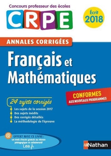 Francais et Mathématiques Annales corrigées écrit CRPE