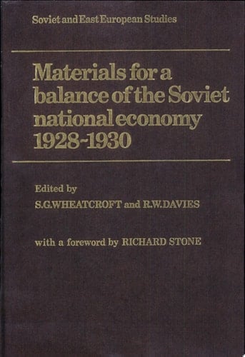 Materials for a Balance of the Soviet National Economy, 1928-1930