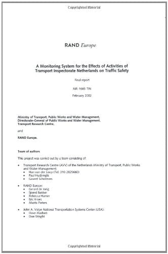 A Monitoring System for the Effects of Activities of Transport Inspectorate Netherlands on Traffic Safety