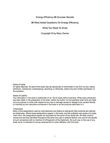 Energy Efficiency 86 Success Secrets - 86 Most Asked Questions On Energy Efficiency - What You Need To Know