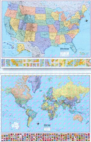 U. S and World Wall Map