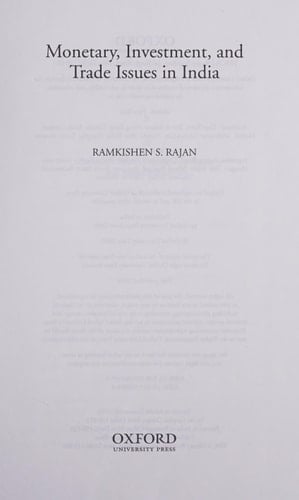 Monetary, Investment and Trade Issues in India