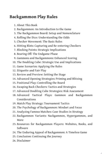 Backgammon Play Rules