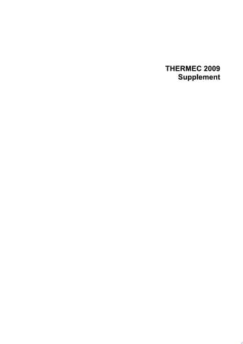 THERMEC 2009 Supplement