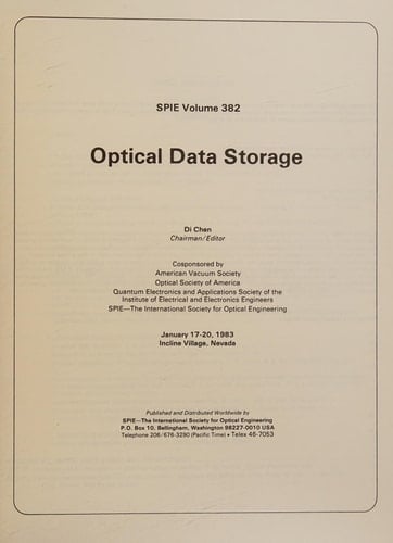 Optical Data Storage '91 25-27 February 1991, Colorado Springs, Colorado