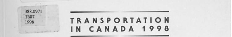 Transportation in Canada Annual Report, 1998