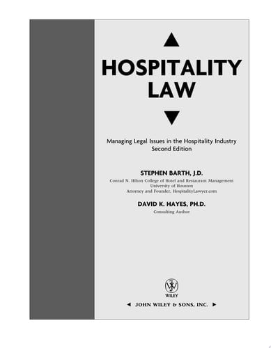 Hospitality Law Managing Legal Issues in the Hospitality Industry