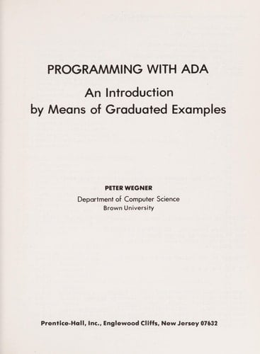 Programming With Ada: An Introduction by Means of Graduated Examples