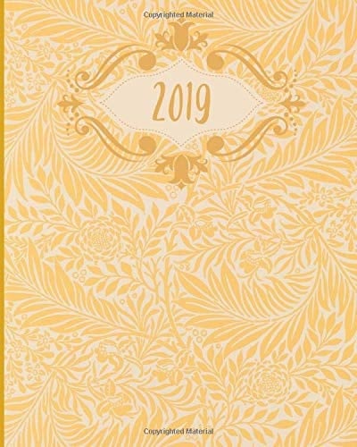 2019 Weekly Planner,Yellow ,Pattern,Floral, 8x10, Organizer, Agenda, Diary,Journal,Notebook,8x10