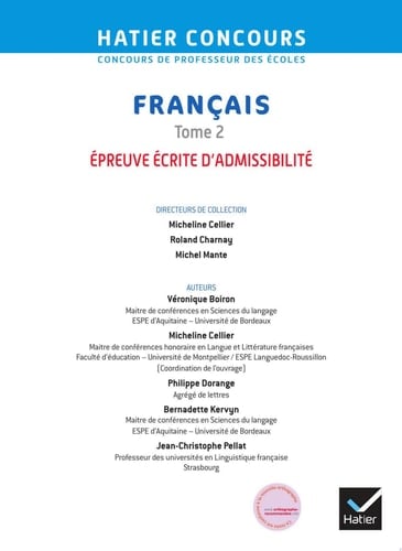 Français tome 2 - CRPE 2021 - Epreuve écrite d'admissibilité