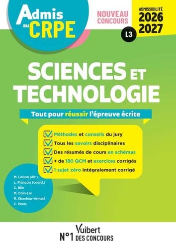 Admis au CRPE 2026-2027 - Epreuve écrite d'admissibilité L3 - Sciences et technologie