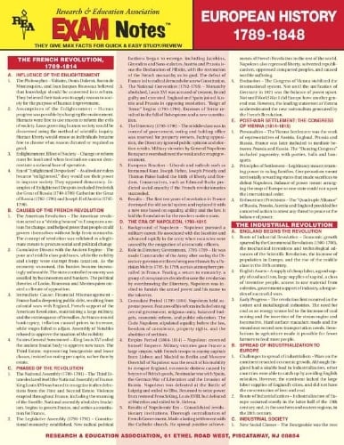 EXAMNotes for European History 1789 - 1848 (EXAMNotes)