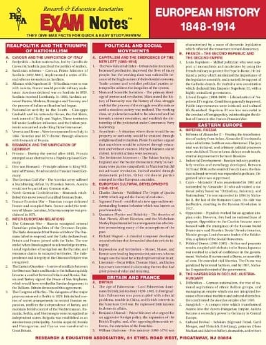 EXAMNotes for European History 1848 - 1914 (EXAMNotes)