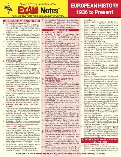 EXAMNotes for European History 1936 to Present (EXAMNotes)