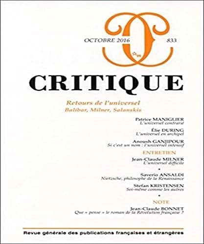 Retours de l'universel Balibar, Milner, Salanskis