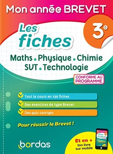 Les fiches Maths - Physique - Chimie - SVT - Technologie 3e