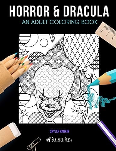 Horror & Dracula An ADULT COLORING BOOK: Horror & Dracula - 2 Coloring Books In 1