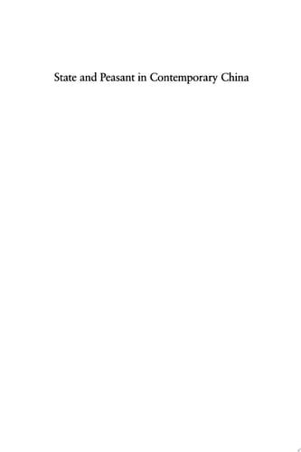 State and Peasant in Contemporary China The Political Economy of Village Government