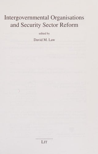 Intergovernmental Organisations and Security Sector Reform