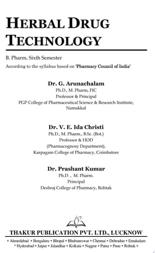 Herbal Drug Technology e-Book for B.Pharm 6th Semester as per PCI Syllabus