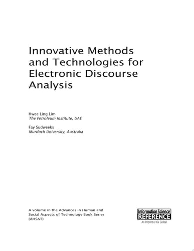 Innovative Methods and Technologies for Electronic Discourse Analysis