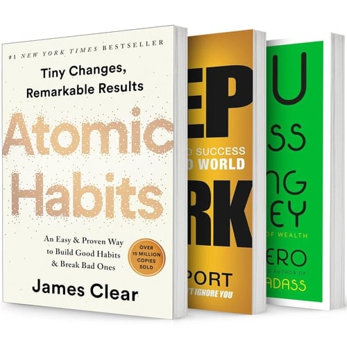 Motivational Self-Help Bestselling Books Series, Collection 3 Books. Deep Work; Atomic Habits; You Are a Badass at Making Money