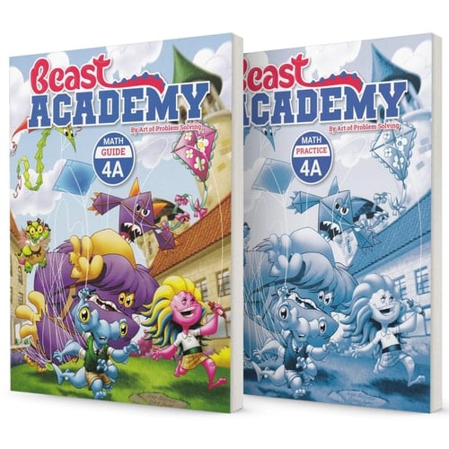 Beast Academy 4A: Guide and Practice, 2 Books Collection Set, by Art of Problem Solving, 4A Math Guide, 4A Math Practice