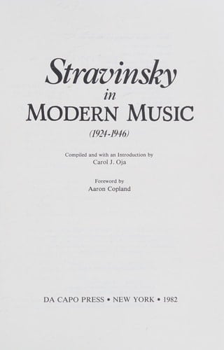 Stravinsky In Modern Music (1924-1946)