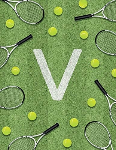 V Monogram Tennis Court Sport Theme Composition Notebook. Great Gift for Sports Men, Women, Children and Students. 100 College Ruled / Lined Pages 8. 5 X 11 Book. Gloss Finish