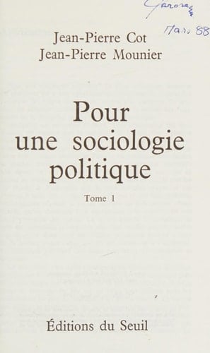 Pour une sociologie politique
