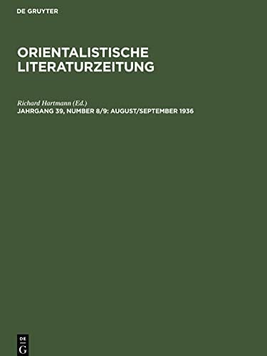 Orientalistische Literaturzeitung/August/September 1936
