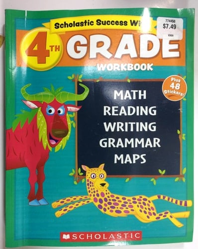 Scholastic - 4th GRADE Workbook with Motivational Stickers (Scholastic Success With)