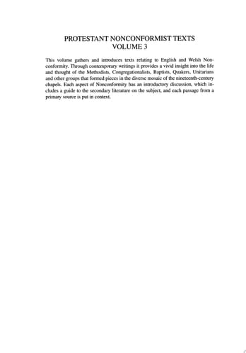 Protestant Nonconformist Texts Volume 3 The Nineteenth Century
