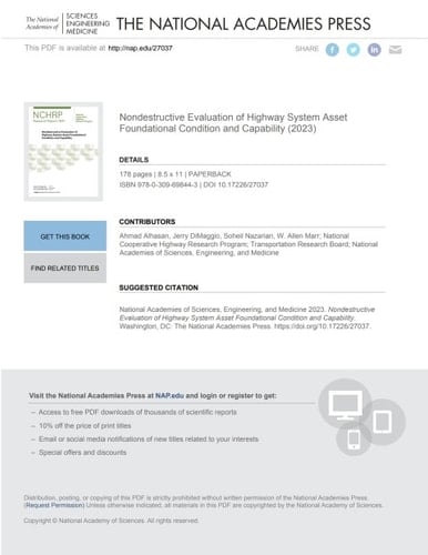 Nondestructive Evaluation of Highway System Asset Foundational Condition and Capability