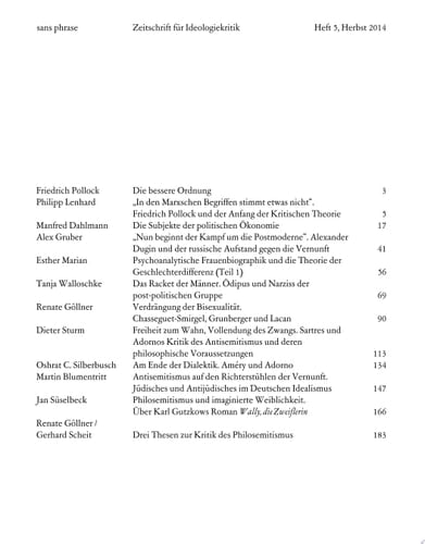sans phrase: Heft 5 Zeitschrift für Ideologiekritik