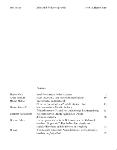 sans phrase: Heft 15 Zeitschrift für Ideologiekritik
