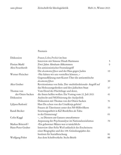 sans phrase: Heft 21