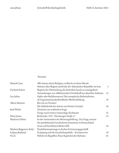 sans phrase: Heft 22 Sommer 2023